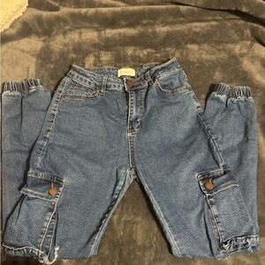 BAMBOO Women's Denim Cargo Ankle Jeans